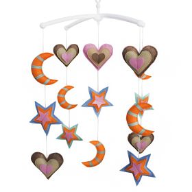 Handmade Stars Moon Hearts Baby Crib Mobile Nursery Room Decor Musical Mobile Crib Toy for Girls Boys