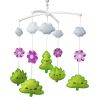 Baby Crib Mobile Cute Green Trees Pink Flowers Handmade Musical Mobile Baby Shower Gift Nursery Decor