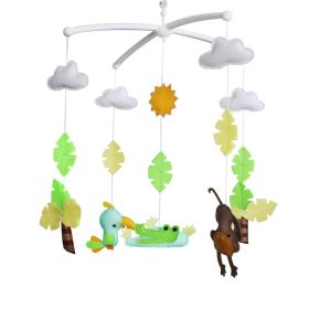 Baby Crib Mobile Happy Forest Crocodile Monkey Woodpecker Handmade Musical Mobile Baby Shower Gift Nursery Decor