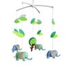 Baby Crib Mobile Green Blue Elephants Forest Handmade Musical Mobile Baby Shower Gift Nursery Decor