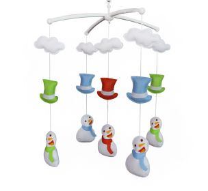 Colorful Snowman Baby Crib Mobile Infant Room Nursery Decor Hanging Musical Mobile Crib Toy