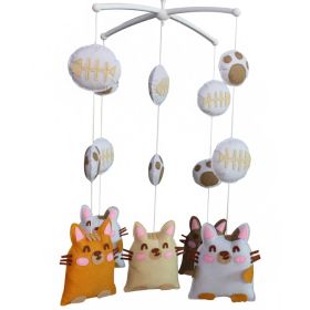 Handmade Baby Crib Mobile Baby Shower Gift Boys Girls Nursery Room Decor; Cute Cats