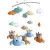 Blue Orange Flying Owls and Clouds Handmade Baby Crib Mobile Boys Girls Musical Mobile Infant Nursery Hanging Toy