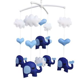 Blue Elephants Handmade Baby Crib Mobile Animal Nursery Decor Musical Crib Mobile Boys Girls Baby Shower Gift