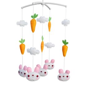 Handmade Rabbit and Carrot Baby Crib Mobile Nursery Room Decor Baby Mobile for Crib; White Pink Orange