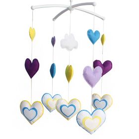 Handmade Colorful Hearts Baby Crib Mobile Nursery Room Decor Musical Mobile Crib Toy for Girls Boys