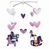 Purple Hobbyhorse Hearts Infant Room Hanging Musical Mobile Crib Toy Baby Crib Mobile Nursery Decor for Girls Boys