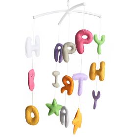 Colorful Infant Room Hanging Musical Mobile Crib Toy Baby Crib Mobile Nursery Decor for Girls Boys; Happy Birthday