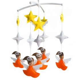 Orange Angels Baby Crib Mobile Infant Room Hanging Musical Mobile Crib Toy Nursery Decor for Girls Boys