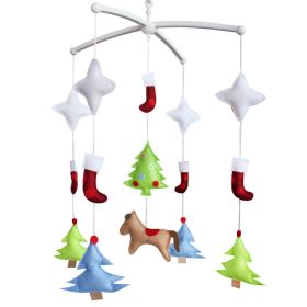 Baby Crib Mobile Christmas Trees Red Stocking Handmade Musical Mobile Baby Shower Gift Nursery Decor