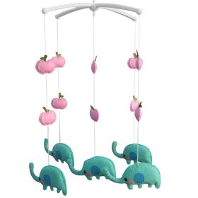 Handmade Baby Crib Mobile Nursery Room Decor Baby Mobile for Crib; Blue Elephant and Apples