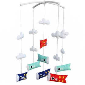 Red and Blue Baby Crib Mobile Japanese Style Baby Musical Mobile for Boys and Girls Nursery Decor; Koinobori