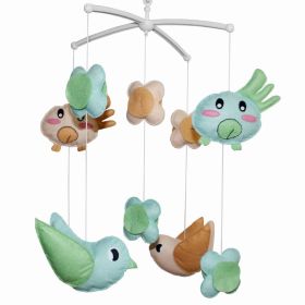 Green Brown Parrot Birds Handmade Infant Baby Musical Mobile Boys Girls Nursery Crib Mobile Hanging Toy