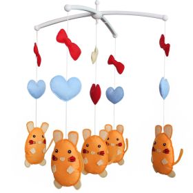 Baby Crib Mobile Animal Musical Crib Mobile Nursery Room Hanging Decor Toy Blue Red Orange Heart Mouse Bowknot