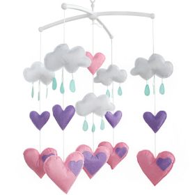 Pink Heart Baby Musical Mobile for Girls Rainy Day Nursery Room Decor Baby Mobile for Crib