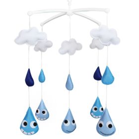 Baby Crib Bell Handmade Musical Mobile Baby Shower Gift Blue Raindrops Nursery Decor