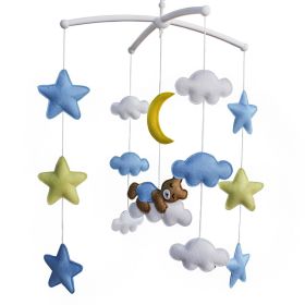 Blue Night Handmade Baby Crib Mobile Nursery Room Decor Star Baby Mobile for Crib; Sleeping Bear