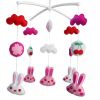 Baby Crib Mobile Animal Musical Crib Mobile Nursery Room Hanging Decor Toy White Pink Rabbit