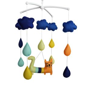 Blue Baby Crib Mobile Nursery Decoration Baby Musical Mobile for Boys and Girls; Colorful Raindrops