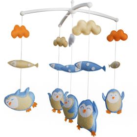 Baby Crib Mobile Animal Musical Crib Mobile Nursery Room Hanging Decor Toy Blue Penguin Fish