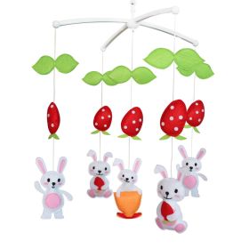 Baby Crib Mobile Animal Musical Crib Mobile Nursery Room Hanging Decor Toy White Red Rabbit Strawberry