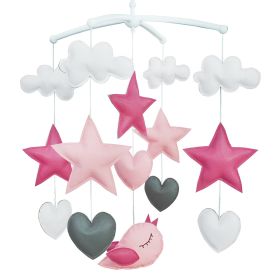 Handmade PU Baby Crib Mobile Cute Chick Pink Star Baby Musical Mobile Kids Room Decor for Girls