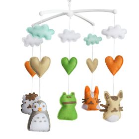 Baby Crib Mobile Animal Musical Crib Mobile Nursery Room Hanging Decor Toy Green Orange Grey Penguin Frog Cat Hedgehog