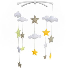 Handmade Baby Crib Mobile Yellow Brown Star Baby Musical Mobile Kids Room Nursery Decoration