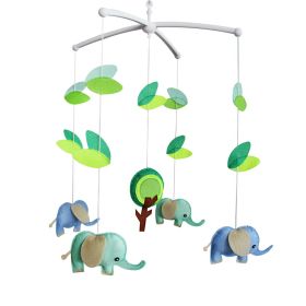 Cute Elephants Nursery Mobile, Exquisite Bedtime Music Crib, Colorful Decor