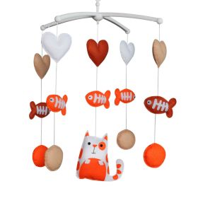 Musical Mobile With Cute Cats and Fishes , Colorful Decor Music Crib