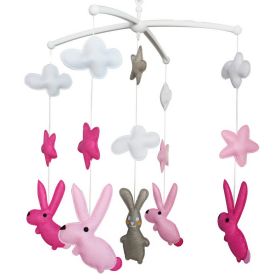 Handmade Girls Gift, Baby Dream Musical Mobile, Rabbits, Colorful