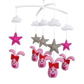 Colorful Decor Crib Mobile, [Rabbits with Bowknot] Handmade Baby Toy