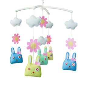 Baby Boy & Girl Crib Mobile Musical Toy Crib Decor [Rabbits, Flowers]