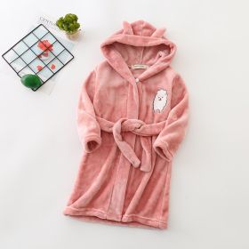 Flannel Bathrobe Boys' Home Wear With Hood (Option: Red of lamb-130)