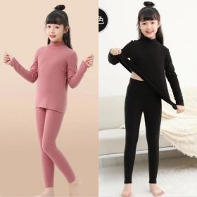 Children's Thermal Underwear Set Dralon Heating (Option: Black And Dark Red-180)