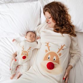 Christmas deer printed mother daughter fur ball (Option: Mom-XS)