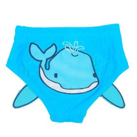 Baby Swimming Trunks Cute Embroidered Double Deck 1-3 Year Old Boys And Girls Learn Swimming Briefs Bathing Suit (Option: Whale-L)