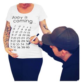 Women T-Shirts Slim Maternity Funny Letter Tops O-Neck Pregnancy Women (Option: Digital-XL)