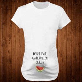 Women T-Shirts Slim Maternity Funny Letter Tops O-Neck Pregnancy Women (Option: Watermelon-L)