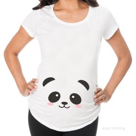 Women T-Shirts Slim Maternity Funny Letter Tops O-Neck Pregnancy Women (Option: Panda-S)