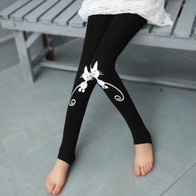 Big Kids' Cotton Stretch Leggings (Option: Black-140cm)