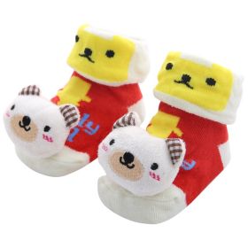 Cotton Cartoon Non-slip Baby Floor Socks (Option: Yellow red-One size)