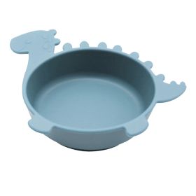 Children's Anti Fall Suction Cup Silicone Bowl (Option: Ashtray blue-Tyrannosaurus Rex)