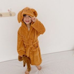 Cartoon Rabbit Hooded Bath Towel (Option: Bathrobe orange-M)