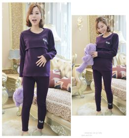 Maternity thermal underwear set (Option: Purple-XXL)