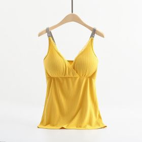 Breast feeding vest with cross elastic bra (Option: Yellow-3XL)