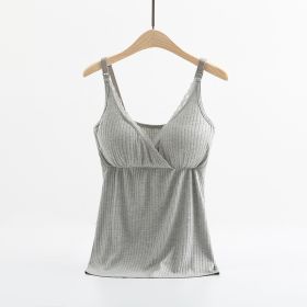 Breast feeding vest with cross elastic bra (Option: Grey-XXL)