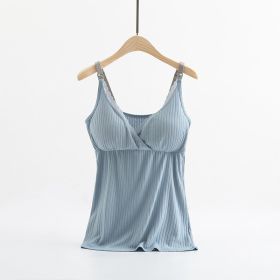 Breast feeding vest with cross elastic bra (Option: Blue-XXL)