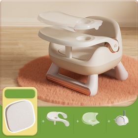 Household Baby Backrest Plastic Dining Chair (Option: White PU Soft cushion)