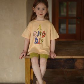 Cotton Cartoon Short Sleeve T-shirt Baby (Option: Yellow-120cm)